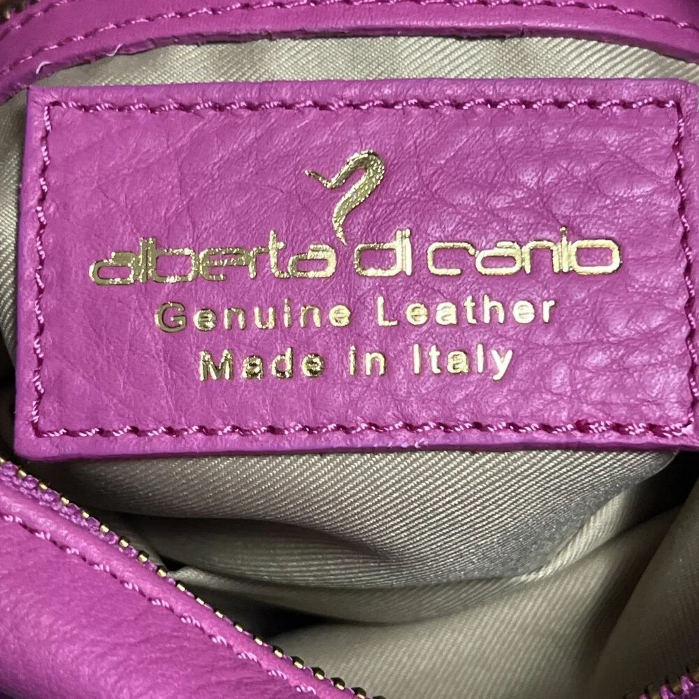 Alberta Di Canio Pink Genuine Leather Wristlet Clutch Made In Italy With Gold-To